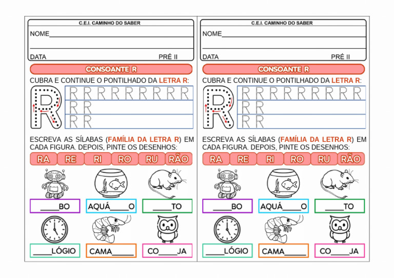 57 - Consoante R Tarefa | PDF