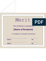 Merit Certificate Template