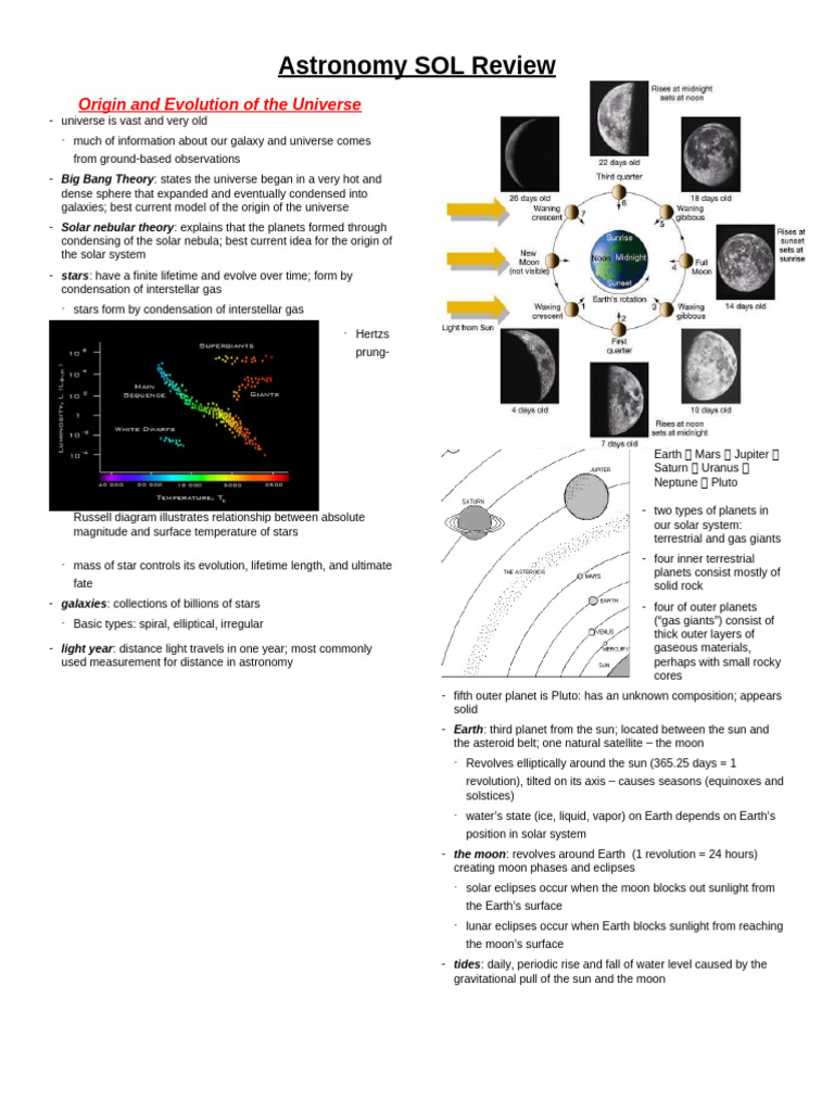 Astronomy and Earth Science SOL Review | PDF | Atmosphere | Rock (Geology)