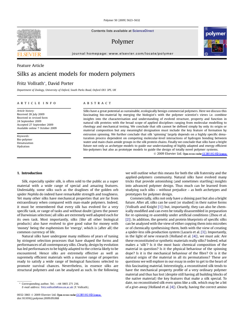 Silk: Nature's Model for Modern Polymers | PDF | Polymers | Silk