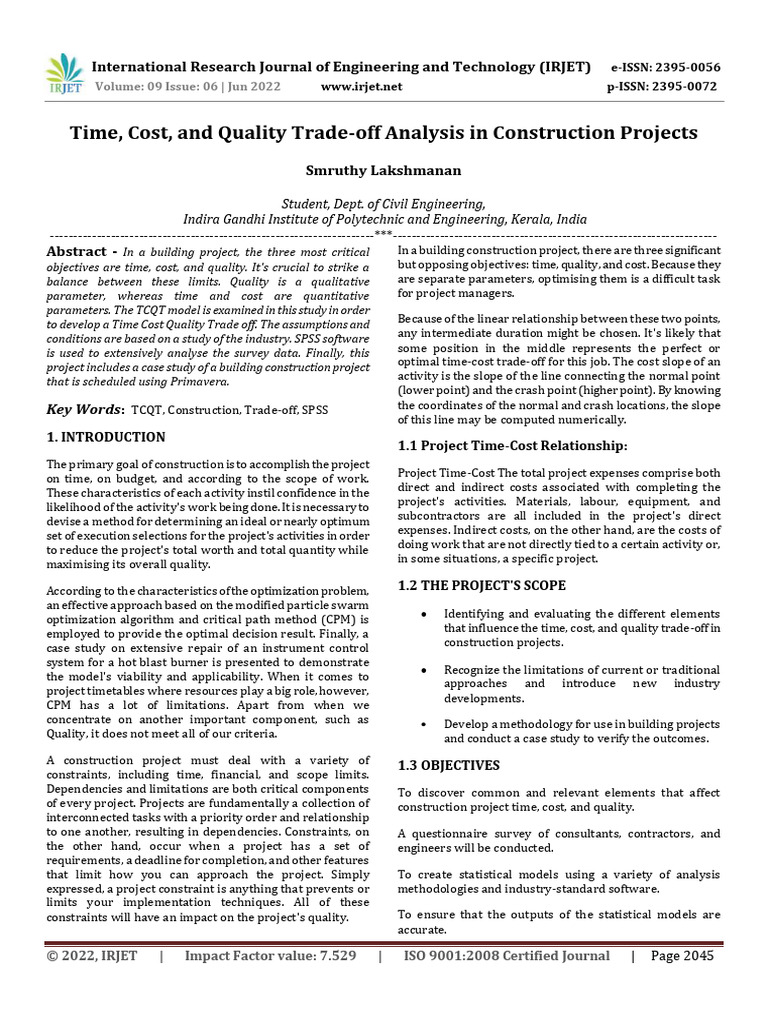 Time-Cost-Quality Trade-off in Construction | PDF | Statistics | Spss