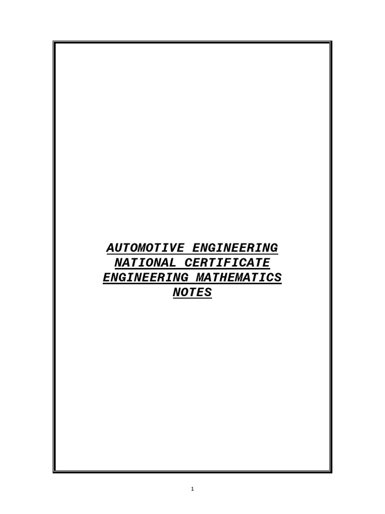 Automotive Engineering Math Notes | PDF | Density | Mass