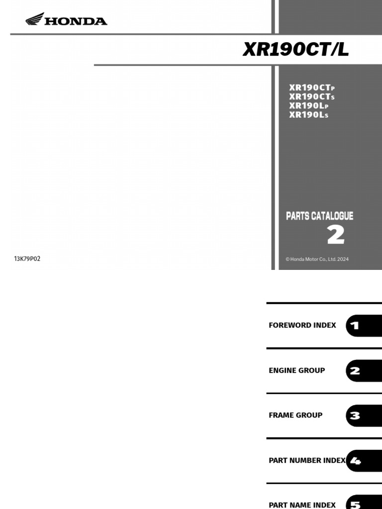 Honda XR190 Parts Catalogue 2024 | PDF | Latin America | Bracket
