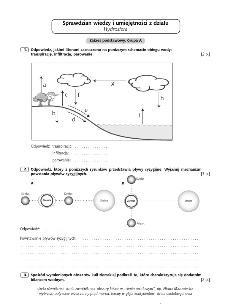 Sprawdzian Z Geografii Z Hydrosfery