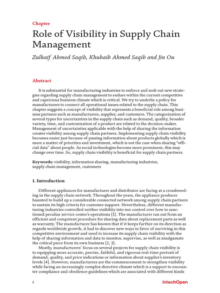 Supply Chain Visibility's Role in Management | PDF | Supply Chain ...