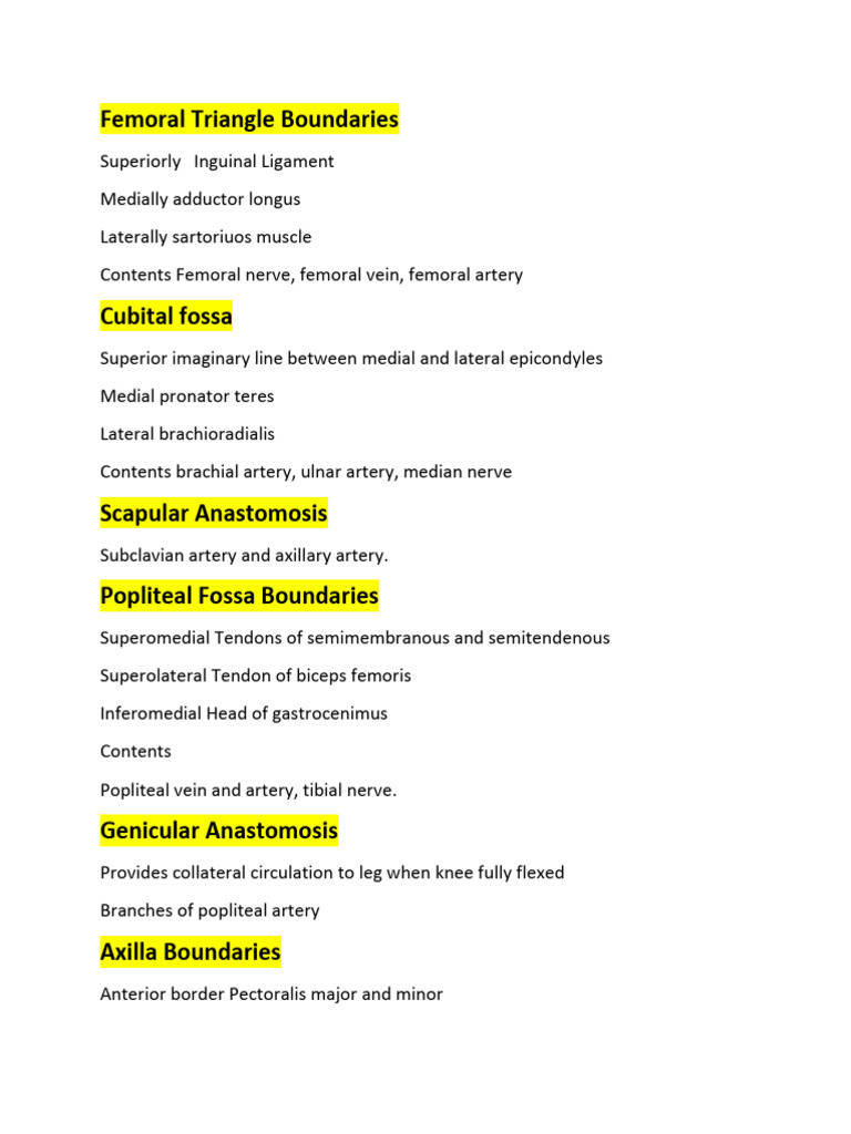 Femoral Triangle Boundaries Explained | PDF