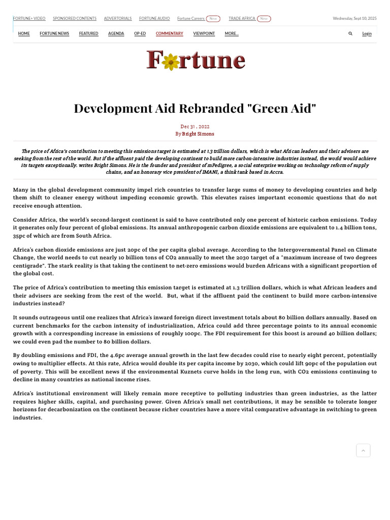 Development Aid Rebranded - Green Aid | PDF | Emission Intensity ...