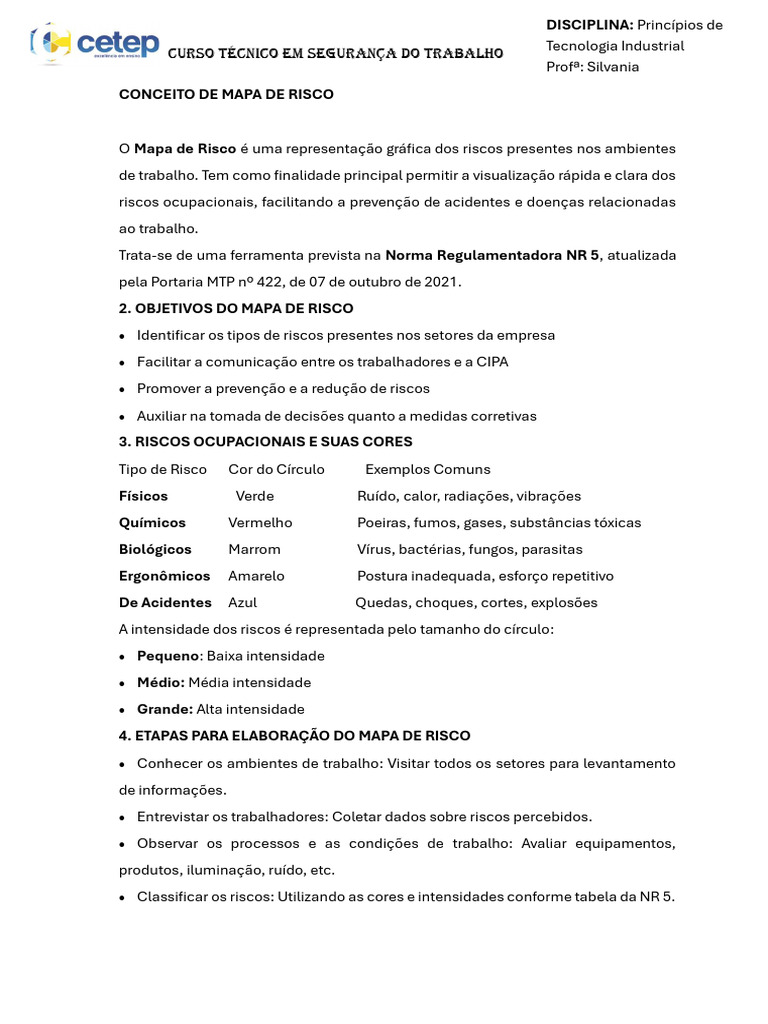 Apostila Mapa de Risco | PDF | Segurança e saúde ocupacional
