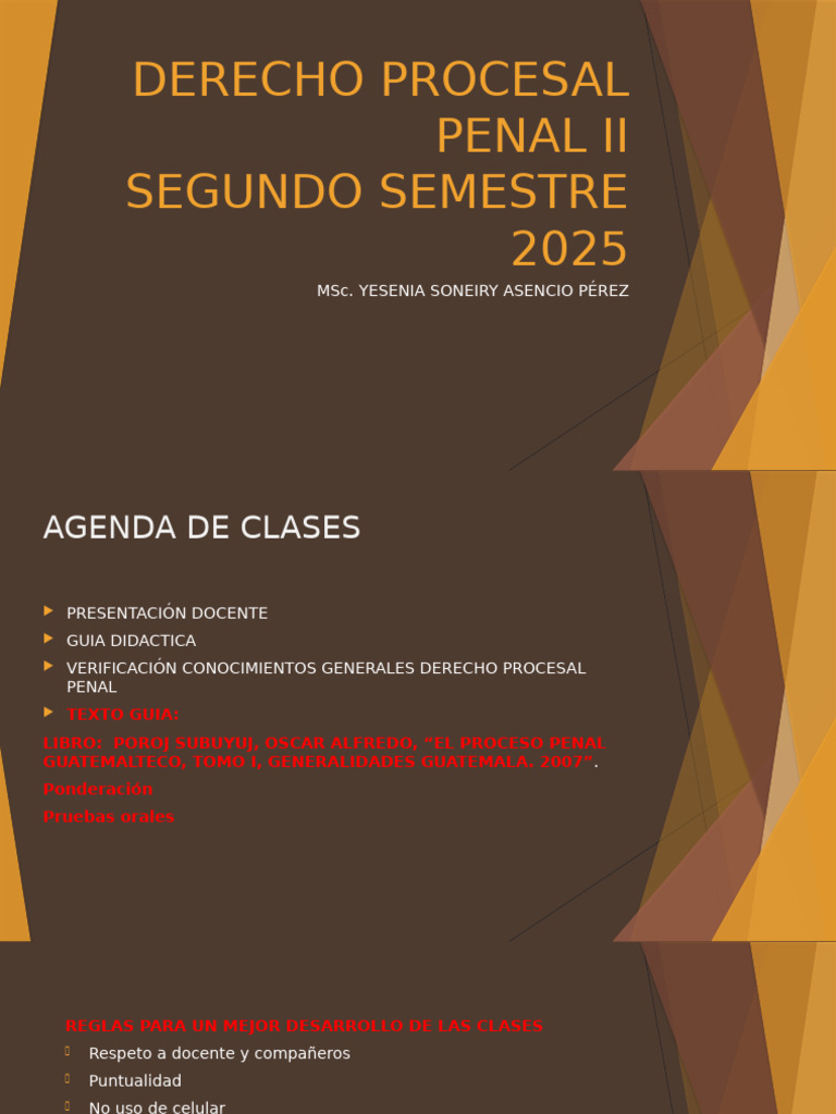 Derecho Procesal Penal II: Agenda 2025 | PDF | Evidencia (ley) | Testigo