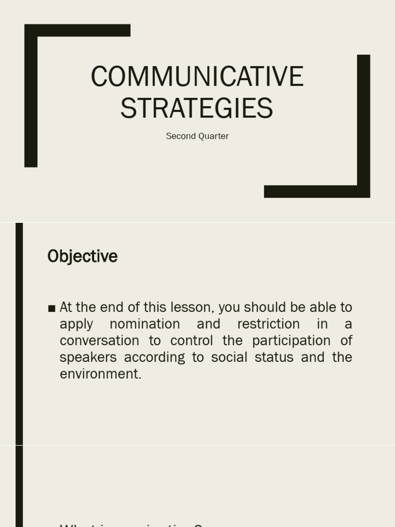 Communicative Strategies: Nomination & Restriction | PDF | Nonverbal ...