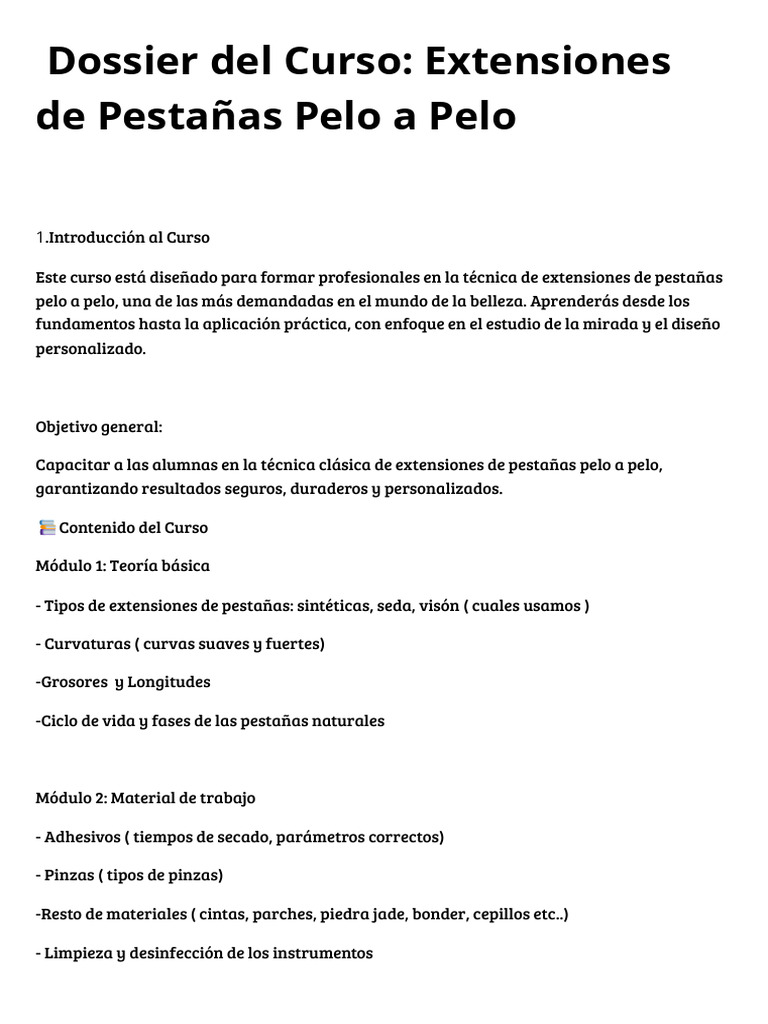Curso de Extensiones de Pestañas - 20250808 - 002240 - 0000 | PDF