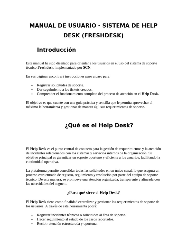 Manual de Usuario de Freshdesk | PDF | Mesa de ayuda | Informática