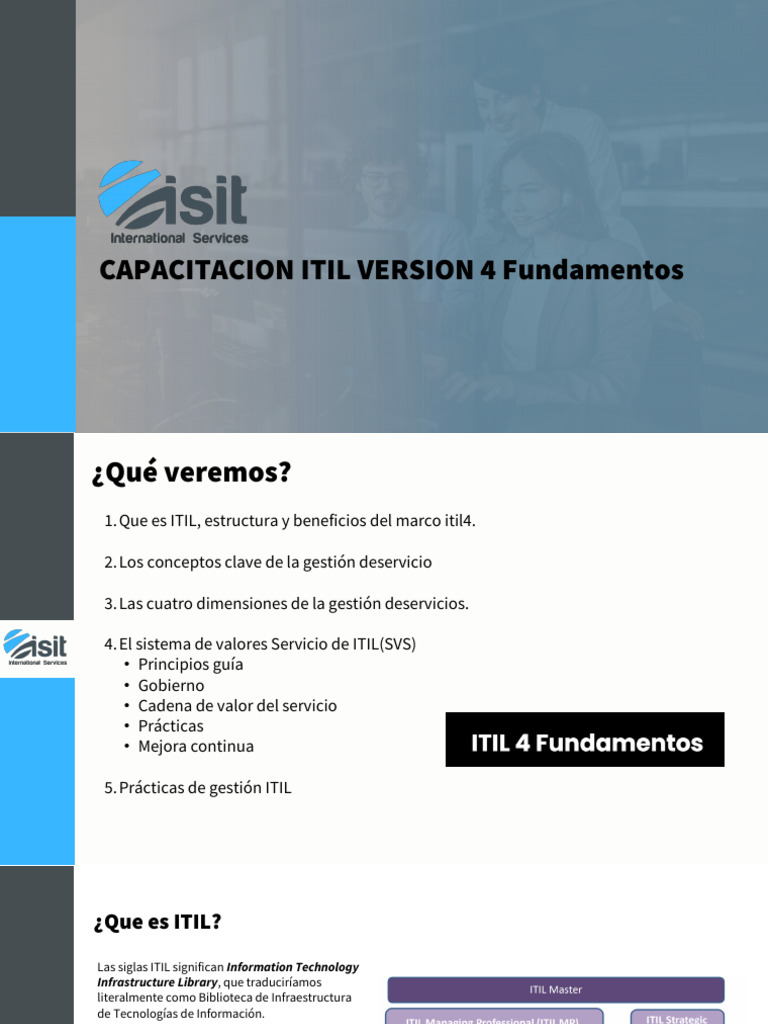Capacitación ITIL 4: Fundamentos y Prácticas | PDF | Itil