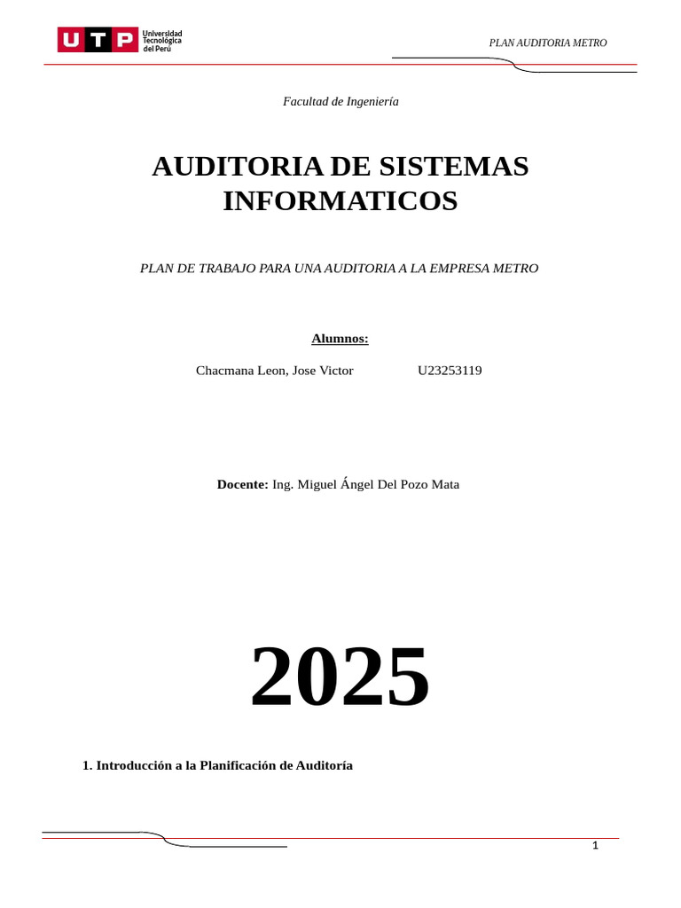 Plan de Auditoría SGSI en Supermercados Metro | PDF | Auditoría ...