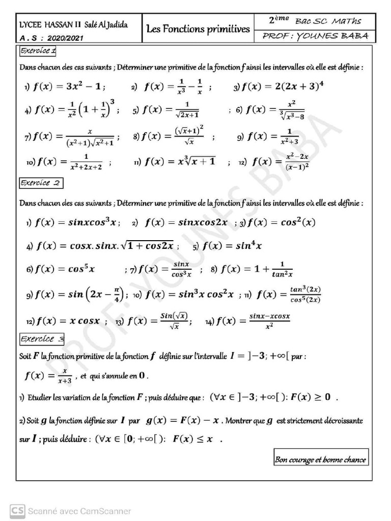 Les Fonctions Primitives | PDF