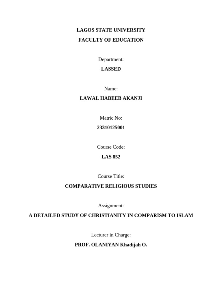 Comparative Study of Christianity and Islam | PDF | Divinity | Tawhid