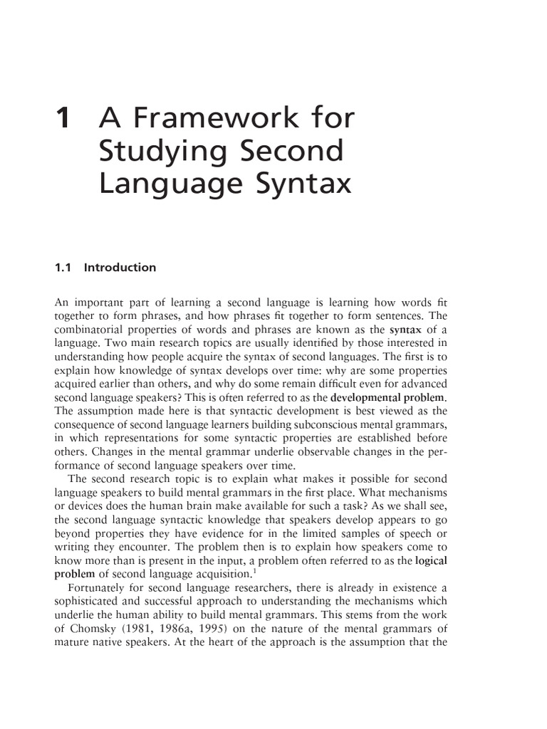 Second Language Syntax Framework | PDF | Phrase | Syntax