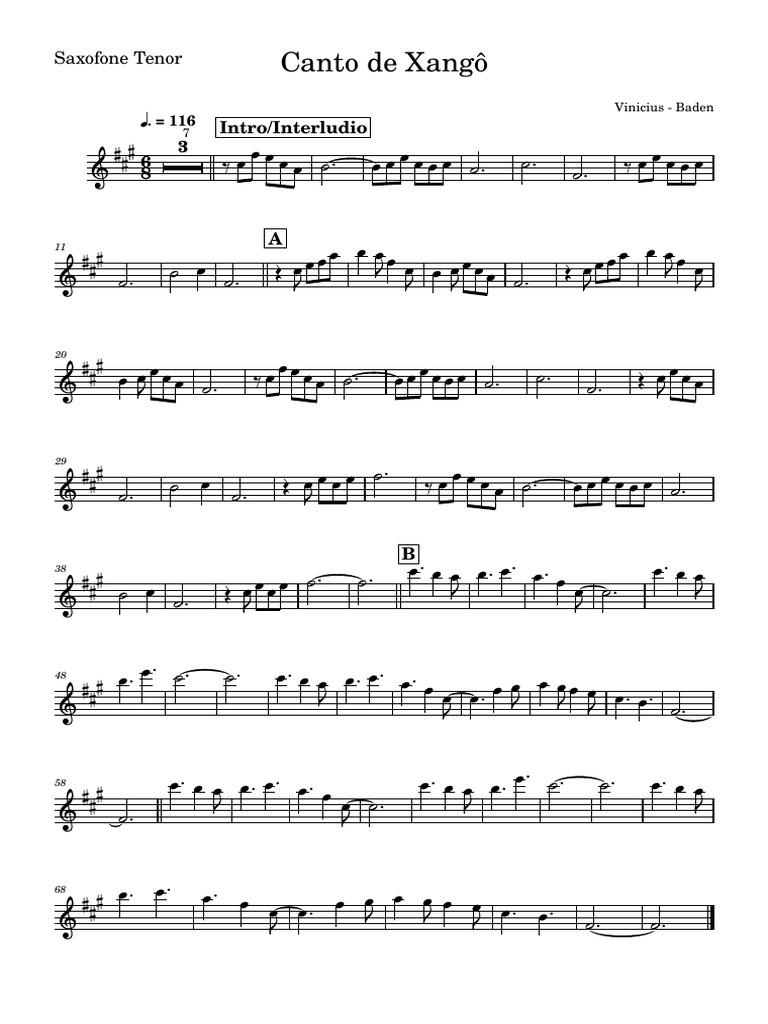 Canto de Xango-Saxofone Tenor | PDF