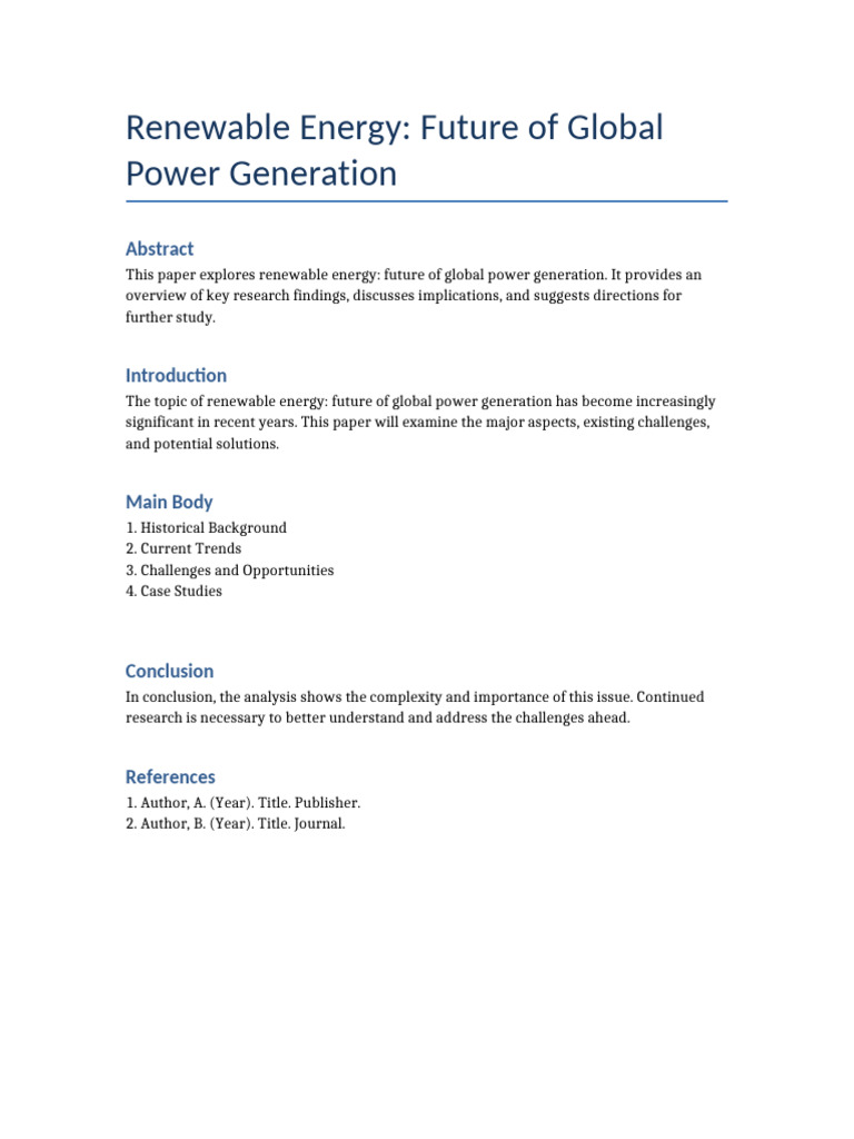 Future of Renewable Energy Generation | PDF