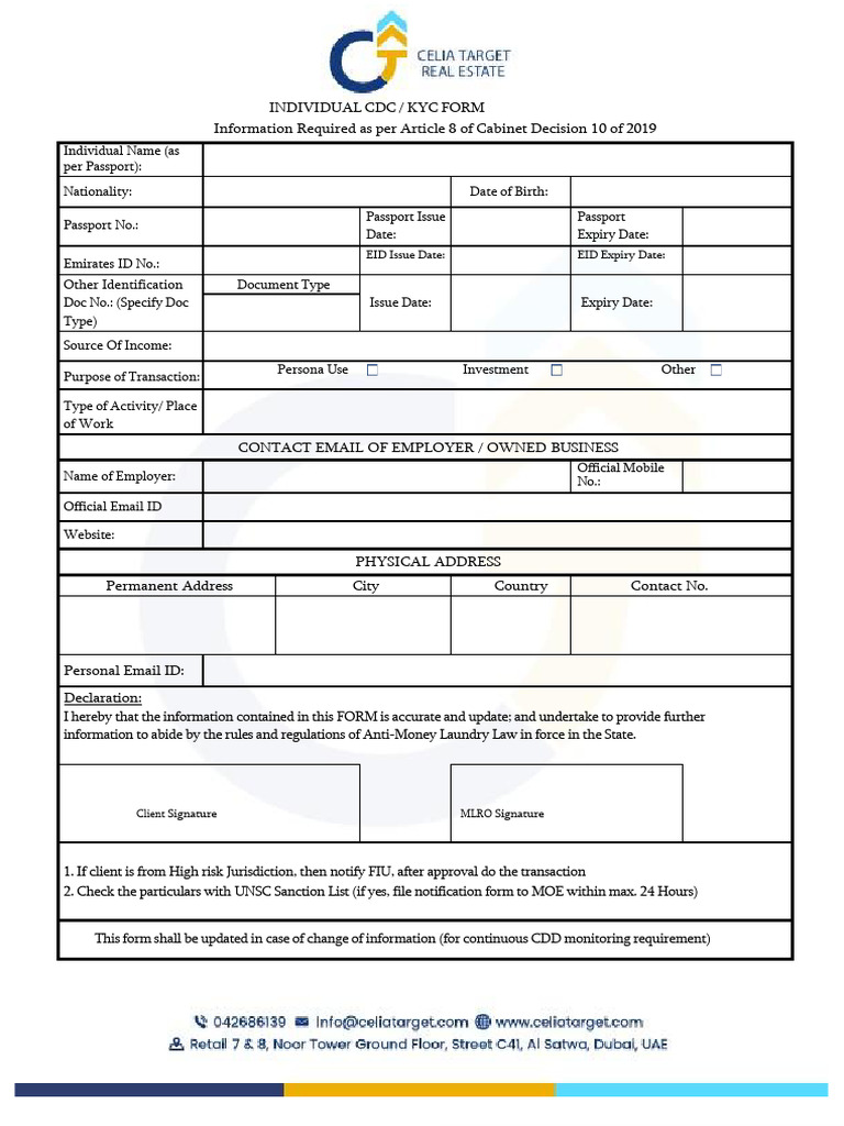 Individual CDC/KYC Form Requirements | PDF