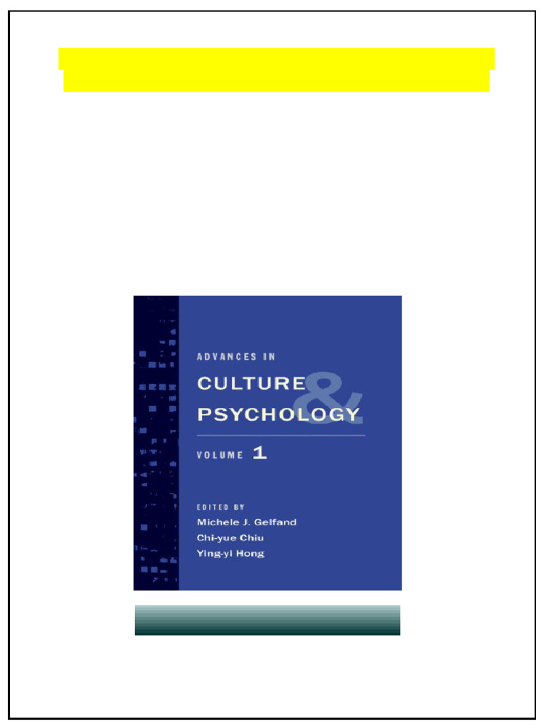 Advances in Culture and Psychology Volume 1 1st Edition Michele J ...