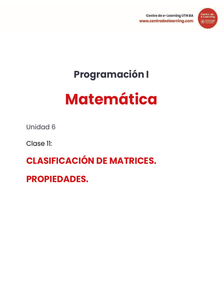 Clasificación y Propiedades de Matrices | PDF
