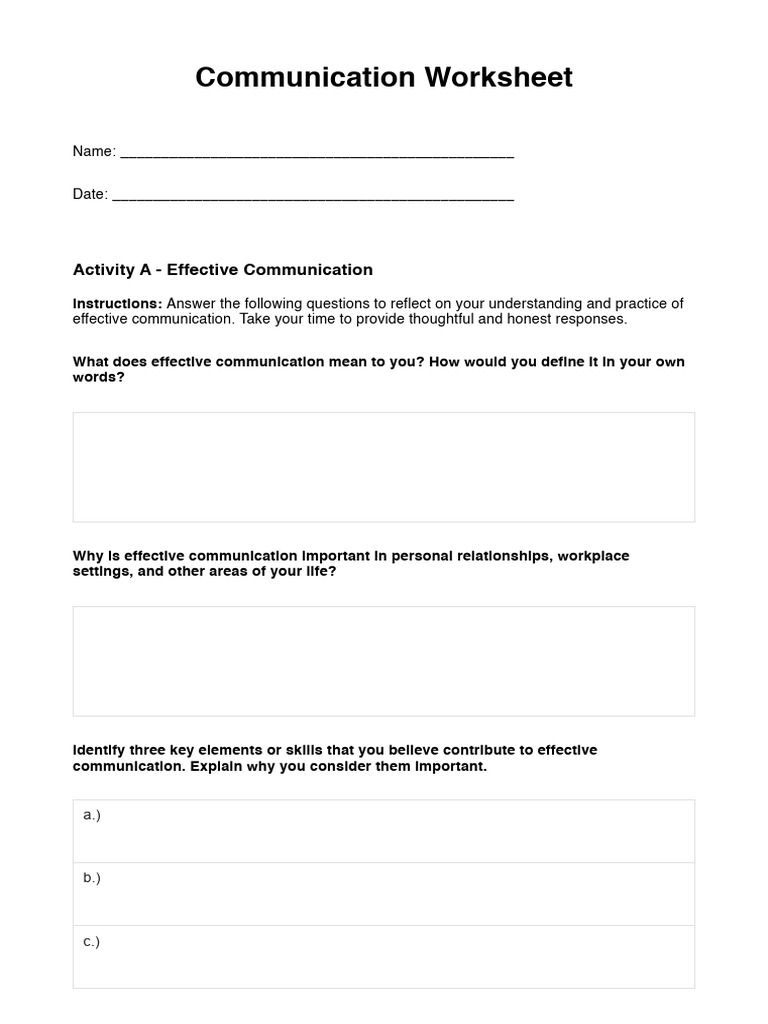 Effective Communication Strategies Worksheet | PDF | Conversation ...