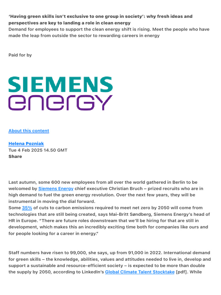 Careers in Clean Energy: Skills & Diversity | PDF | Sustainable Energy ...
