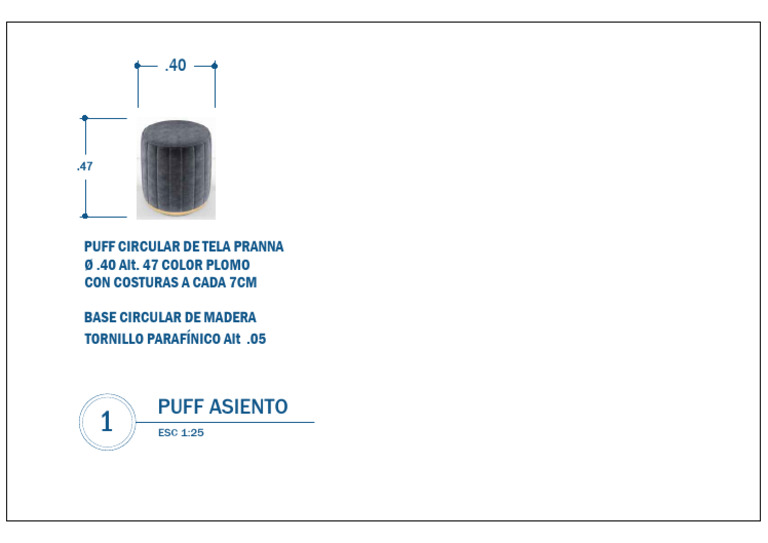 Puff Circular de Tela Pranna Plomo | PDF