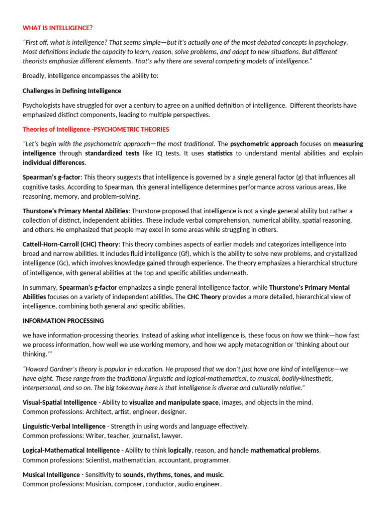 Understanding Intelligence Theories and Tests | PDF | Wechsler Adult ...