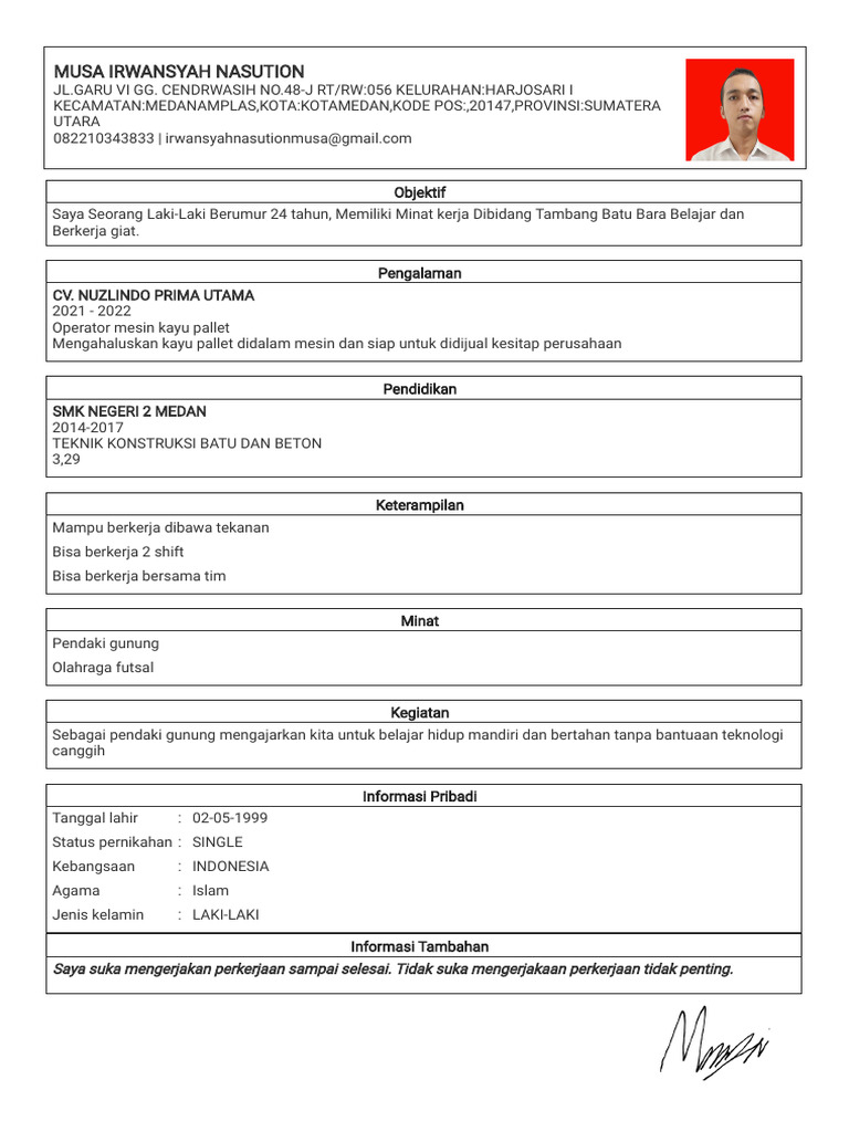 CV Baru Musa | PDF