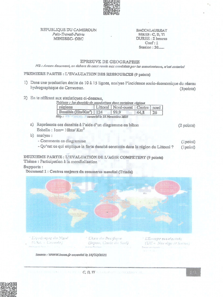Bac CD Ti 2025 Geographie | PDF