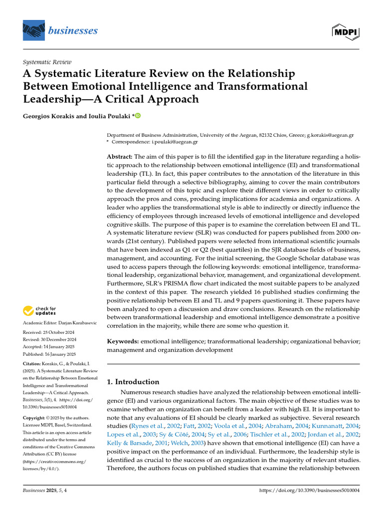 Emotional Intelligence in Transformational Leadership | PDF | Emotional ...