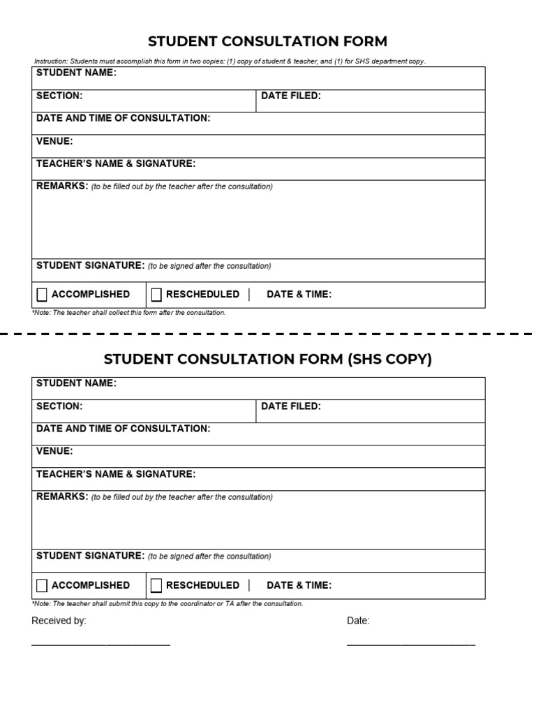 Student Consultation Form Template | PDF