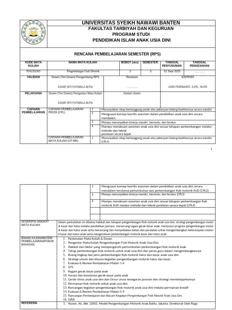 Contoh Format. RPS OBE | PDF