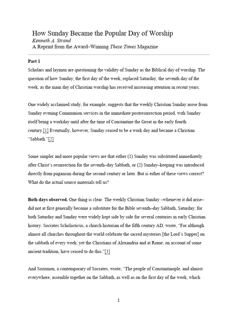 History of Sunday Worship Practices | PDF | Paul The Apostle | Acts Of ...