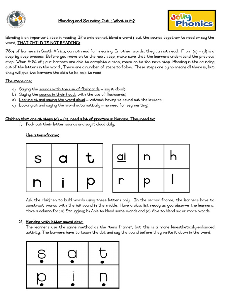Blending and Sounding Out Techniques | PDF | Phonics | Psycholinguistics
