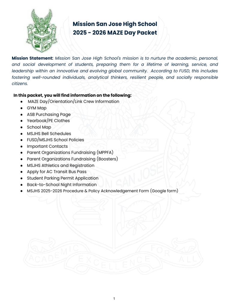 MSJHS 2025-2026 Orientation Details | PDF | Parking | Sex Education