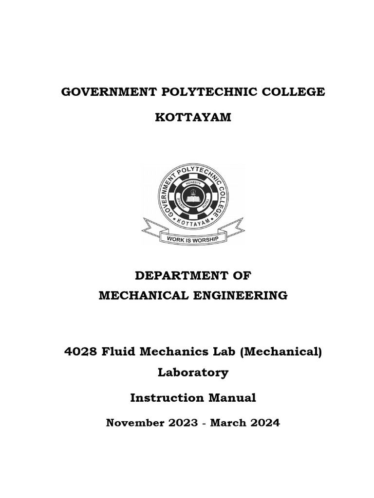 01 Lab Manual ME FM 03-01-2023-1 | PDF | Flow Measurement | Pressure ...