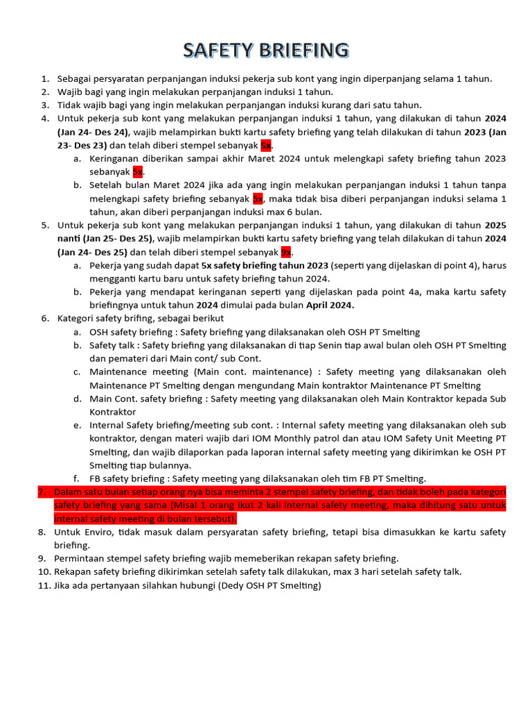 Persyaratan Perpanjangan Induksi Pekerja | PDF