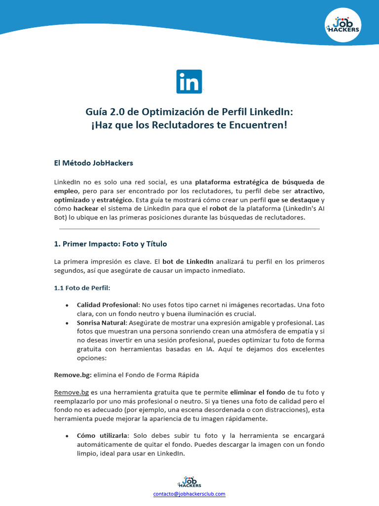 Optimiza tu Perfil de LinkedIn para Reclutadores | PDF | Marketing de ...