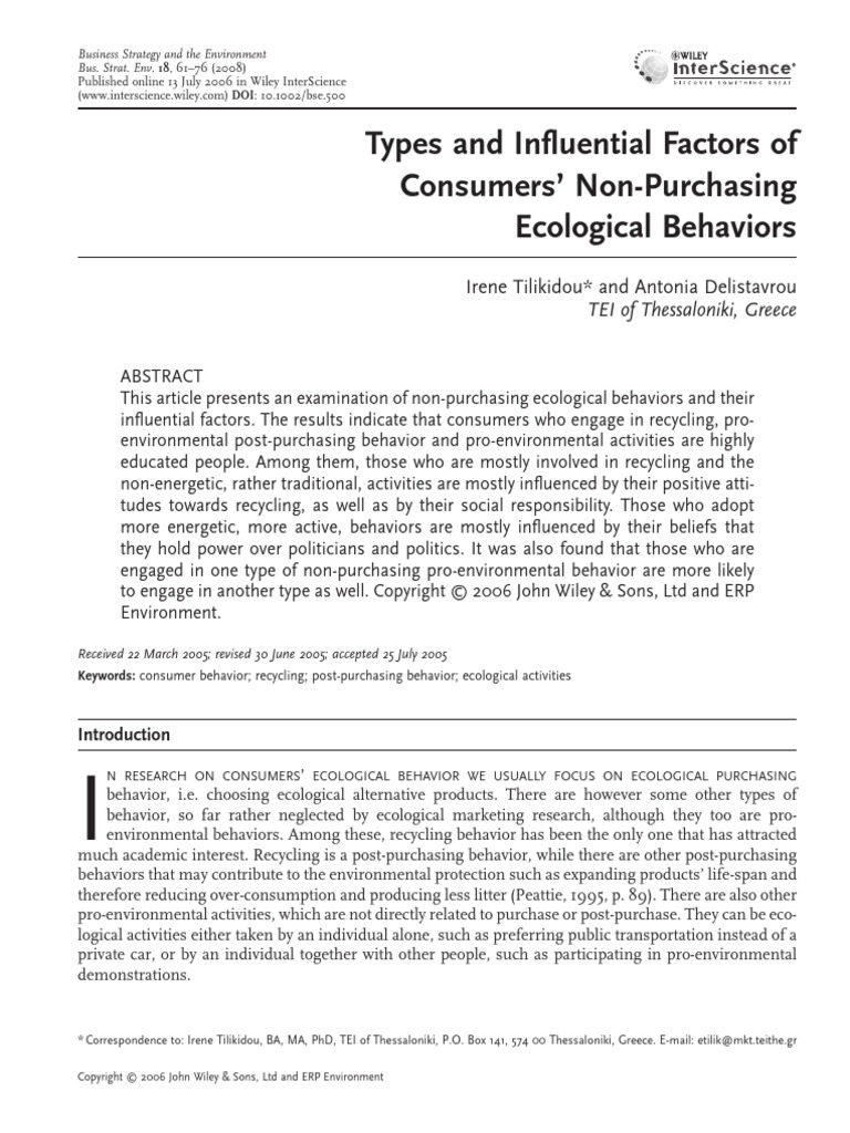 Consumer Non-Purchasing Eco Behaviors | PDF | Attitude (Psychology ...