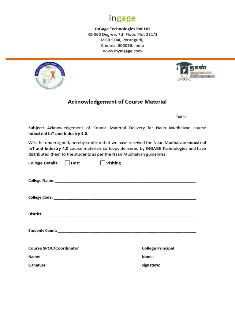 Acknowledgement of IoT Course Materials | PDF