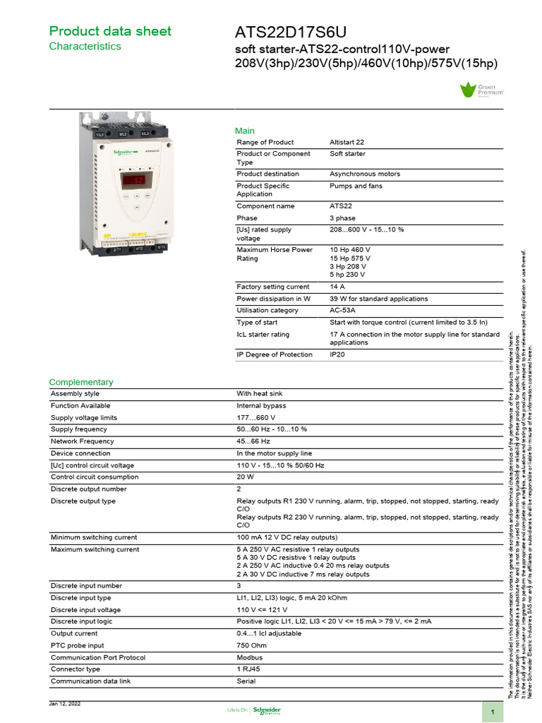 Datasheet Soft Starter | PDF | Relay | Alternating Current