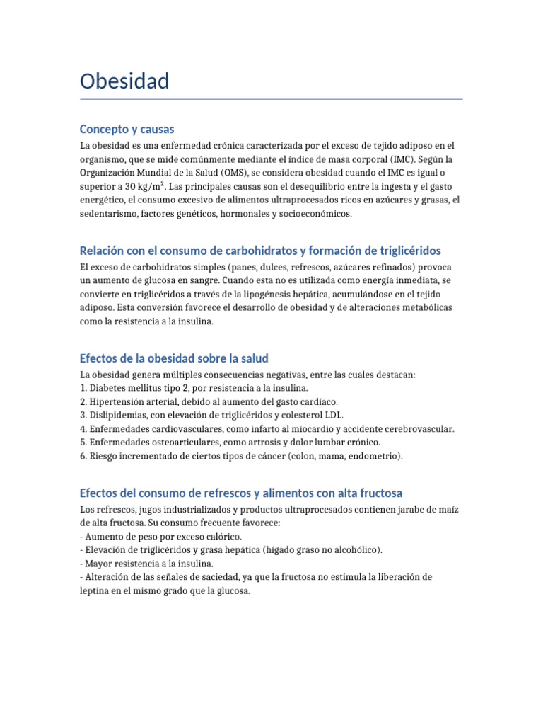 Causas y efectos de la obesidad | PDF | Obesidad | Fructosa