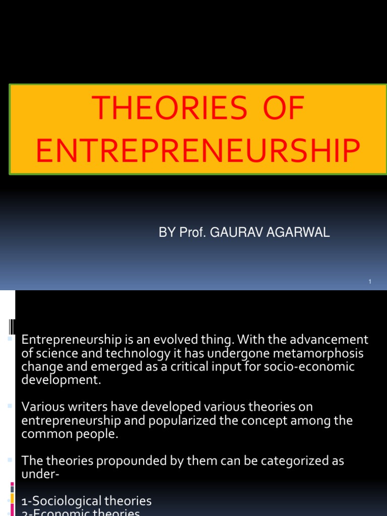 Theories of Entrepreneurship Explained | PDF | Entrepreneurship | Economies