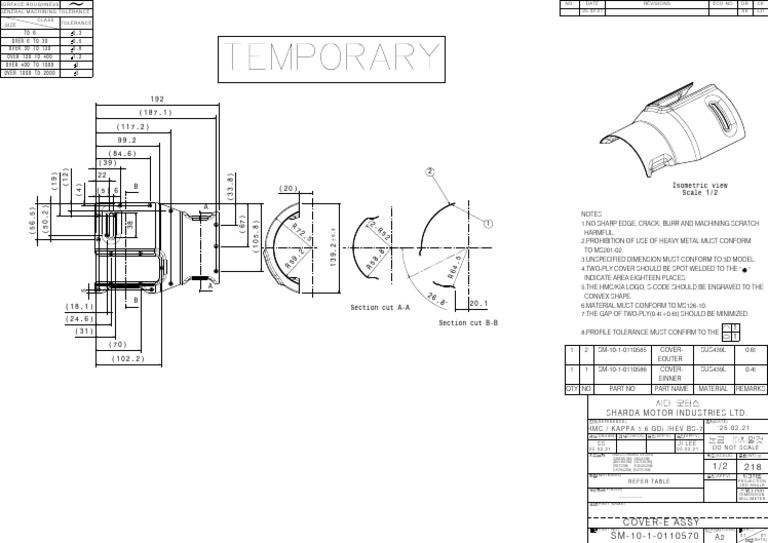 Cover Assembly Technical Drawing | PDF | Industrial Processes