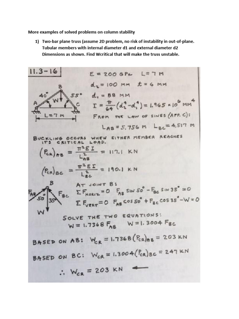 Solved Problems on Column Stability | PDF