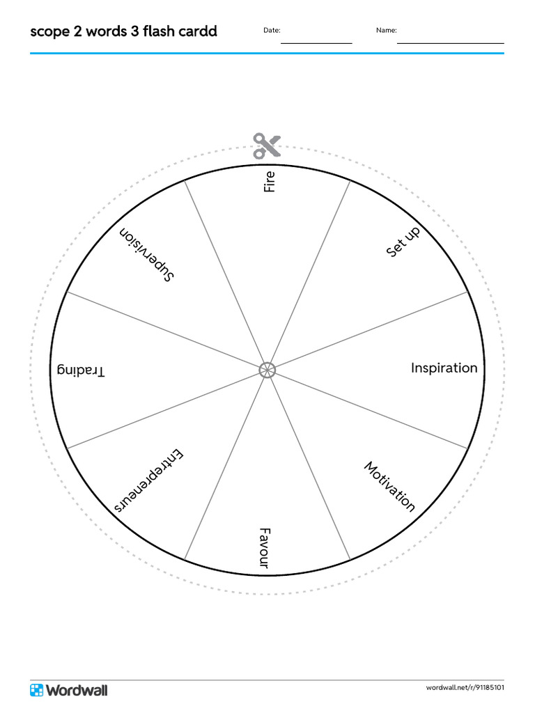 Scope 2 Words 3 Flash Cardd Spin The Wheel | PDF