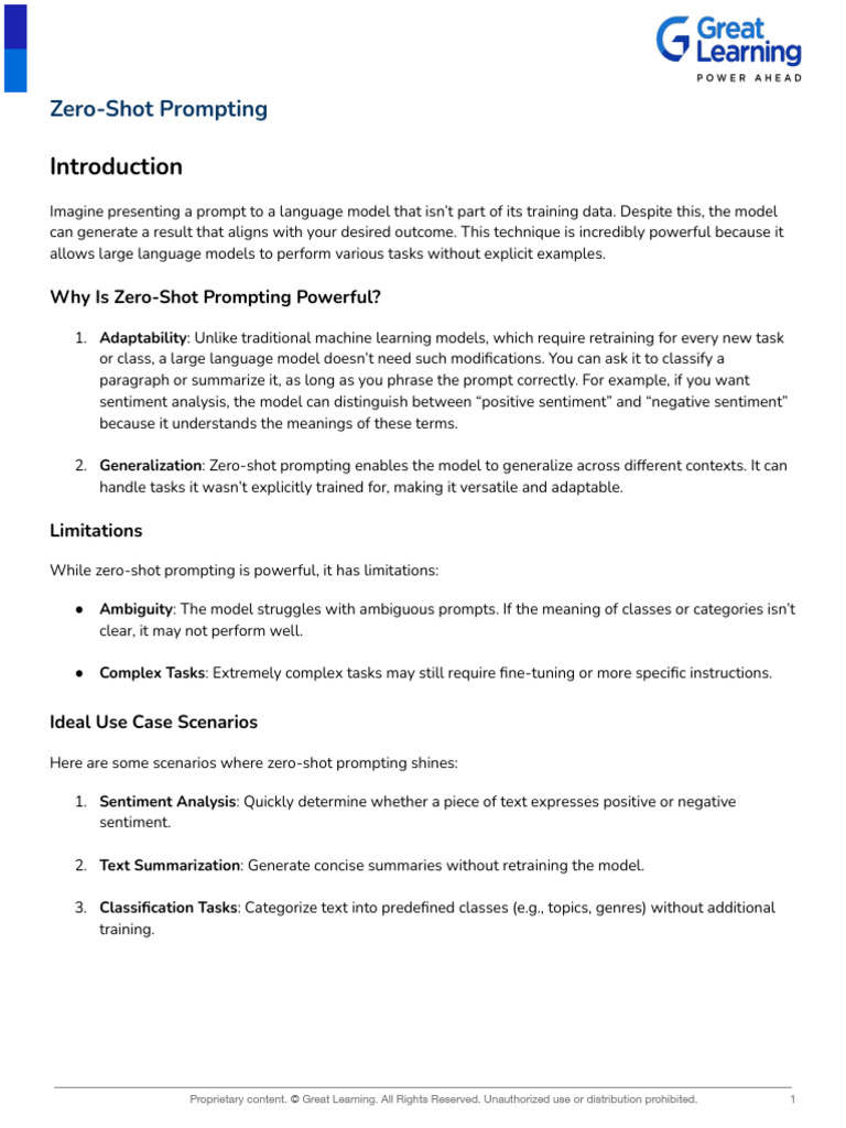 Document - PE - Zero Shot Prompting | PDF | Learning | Cognitive Science